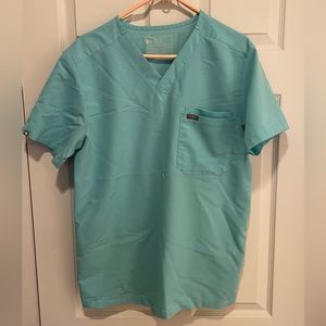 Men’s Figs Leon™ Three-Pocket Scrub Top Aqua medium